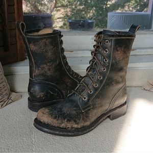 Frye "Jenna" Distressed Leather Combat Boots